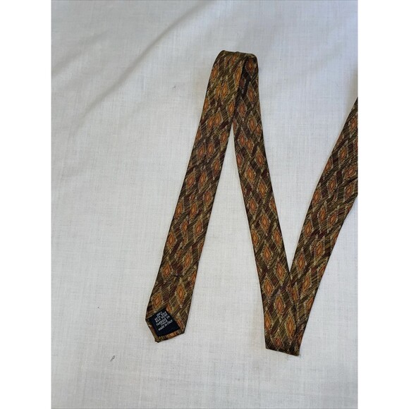 Rubinacci Italy Men’s Dress Tie Size 56” Gold Argyle Silk Business Formal Party - Picture 8 of 12